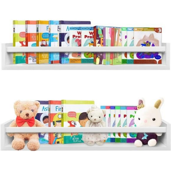 Floating Book Shelves White 24inch Set of 2  (White-24), 24 x 3.94 x 3.54 inch - Picture 1 of 6